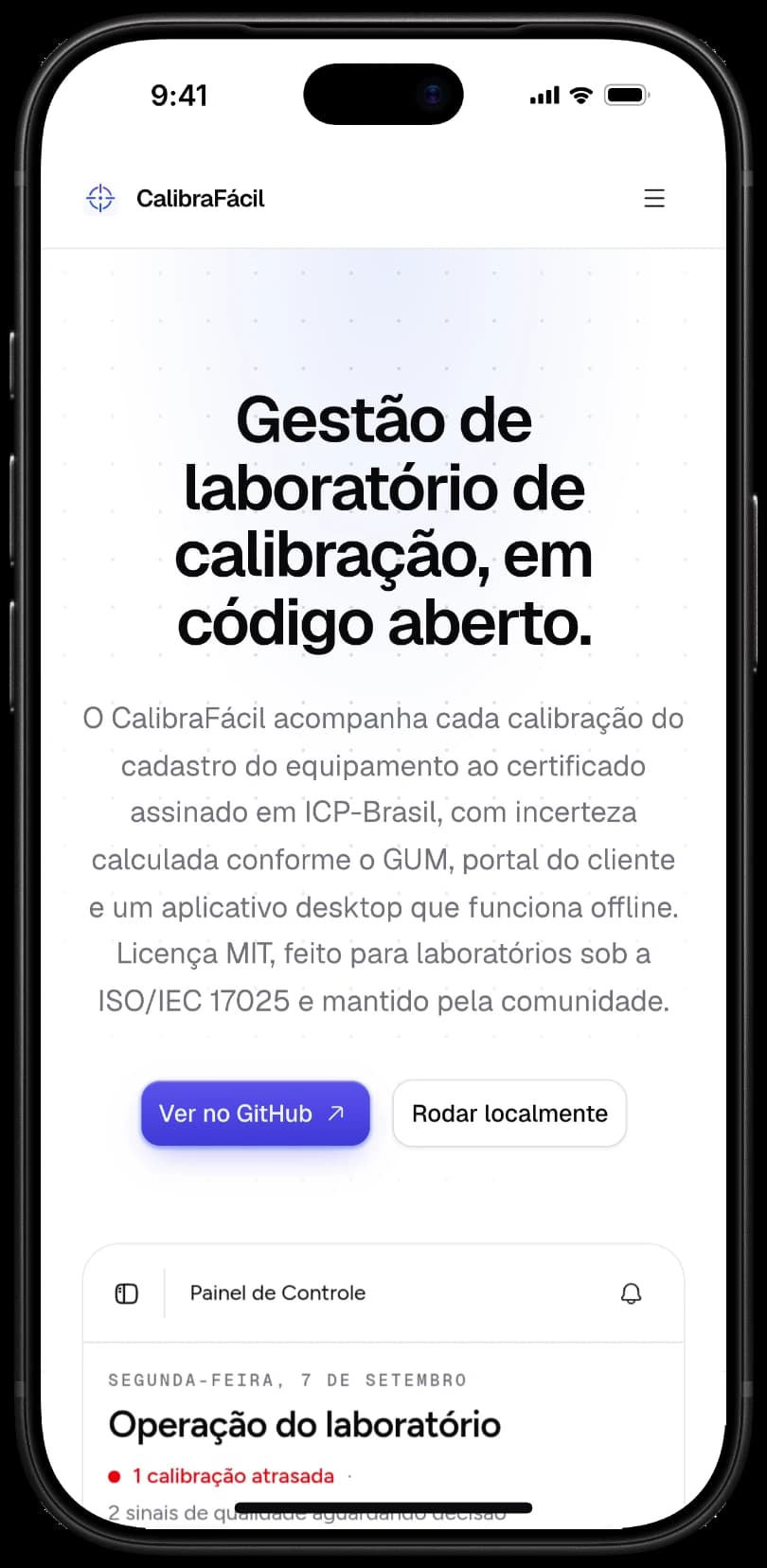 O mesmo início do site no celular